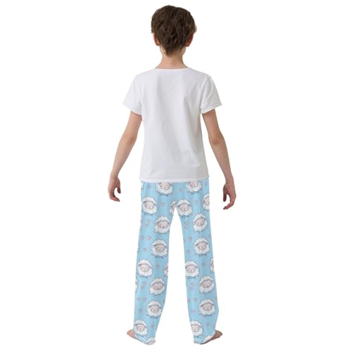 ALAZA Cute Sheep Pajamas Bottoms with Pockets Comfy Pjs Sleepwear Elastic Waistband Pajamas Pants Lounge Pants for 6-14 Years3