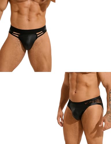 ohyeahlady Jockstraps for Men Low Rise G-String Thong Underwear and Mens Lace Underwear Sexy Thong G-String (Black M)