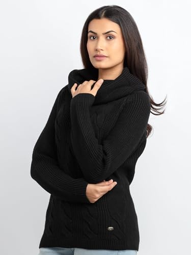 Image of Status Quo Womens Cable Knit Cowl Neck Sweater