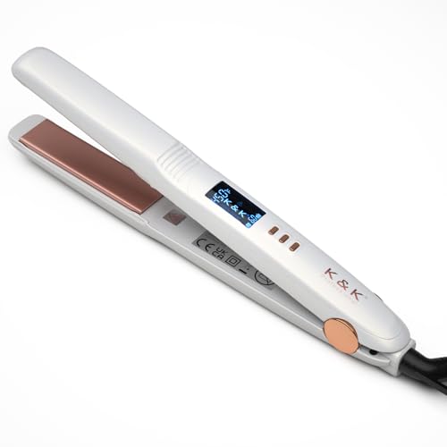 Plancha para cabello K&K, 1 pulg. 2 en 1 titanio y cerámica miniatura 1