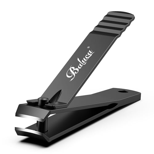 BALUCA Curved Toenail Clipper for Thick Nails Heavy Duty Stainless Steel Toe Nail Clippers for Seniors Men & Women Stainless Steel Nail Cutter for Accurate Trimming and Grooming (All Black)