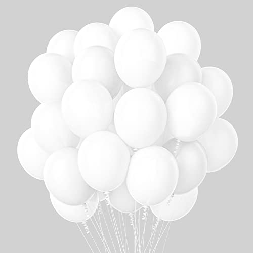 100 pièces Ballon Blanc, Ballons en latex blanc 30cm Ballons de Fête Blanche pour Anniversaire, Fête Prénatale, Décorations de Mariage