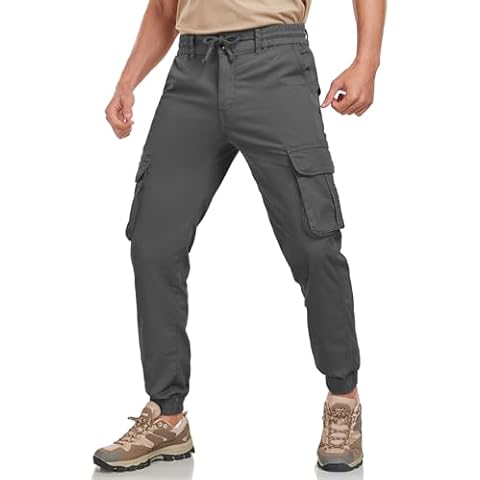 Hiking Pants for Men, Tactical Stretch Work Cargo Pants Lightweight Travel Fishing Camping Outdoor Apparel Dark Gray 30 Cover