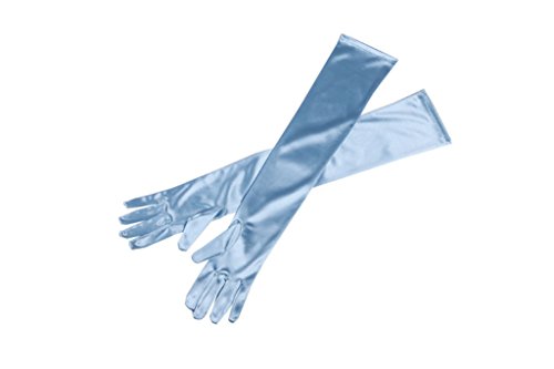 Utopiat Audrey Styled Replica Holly Golightly Satin Opera Gloves for Women | Classic Long Gloves Elbow Length | Long Flapper Evening Glove | Accessories for Girls | Color-Cinderella Blue