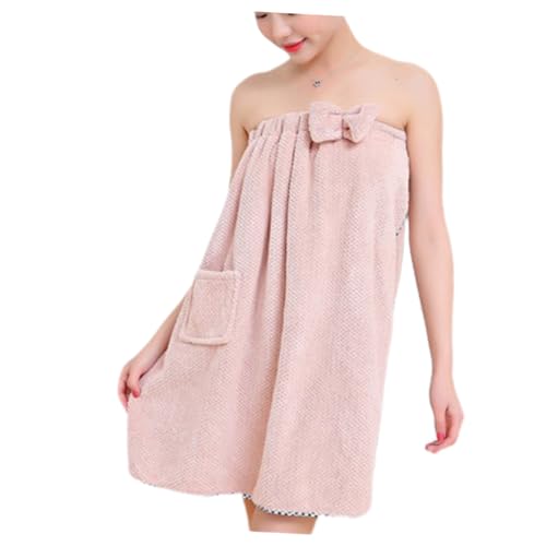 Beaupretty Bata de Baño sin Tirantes Ajustable para Mujer Princesa con Lazo Decorativo Color Rosa Diseño Acolchado para Casa