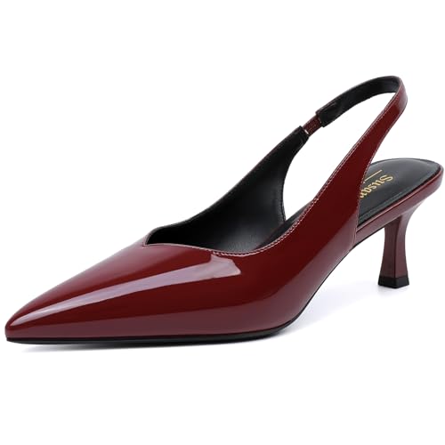 Susanny Kitten Heels for Women Closed Toe Heels Pointed Pumps Sexy Slingback Low Heeled Elastic Strap Comfort for Wedding Work Party Evening Prom Formal Dressy Shoes