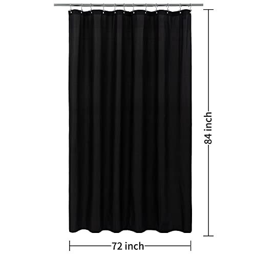 Image of ALYVIA SPRING Extra Long Waterproof Fabric Shower Curtain Liner Black 72x84
