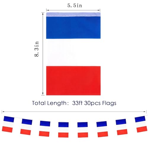 Image of France Flags French String Flag Banners for Patriotic Events Independence Day Sports Bars Inside Outside Decorations 33 Feet 30 Flags