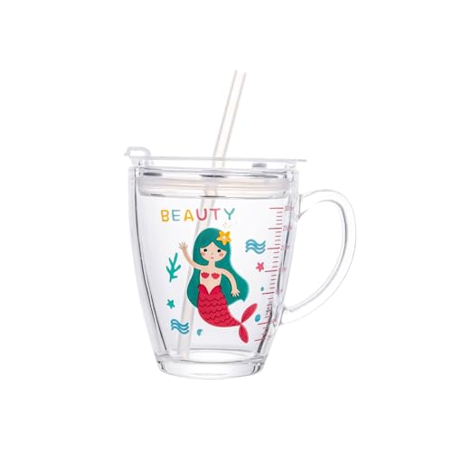 Dvagoent 350ml Tasse Petit Dejeuner, Verre en Forme de Dessin Animé, Tasse à Lait, avec...