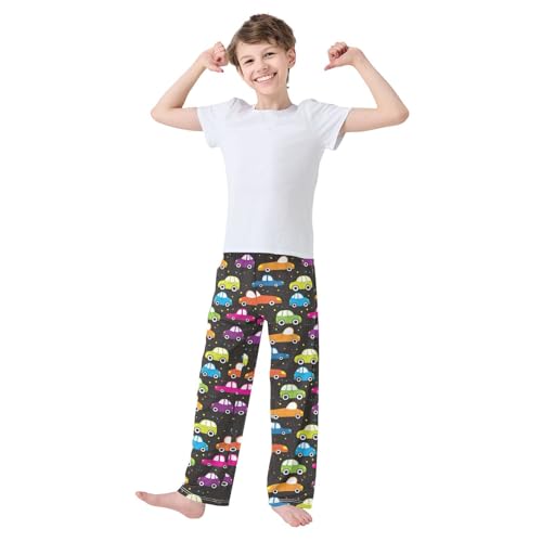 ZZXXB Colorful Cars Boys Long Pants Soft Trousers Elastic Waist Kids Lounge Bottoms with Pockets S-XL2