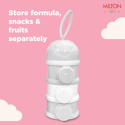 Image of Milton Baby 3 Layer Milk Powder Container I Formula Dispenser On The Go I BPA Free - 100% Food Grade I Travel Friendly Portable Container for Milk Powder, Snacks, Fruits I Light Weight I Grey