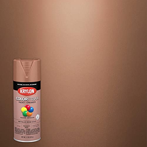 Image of Krylon K05593007 COLORmaxx Spray Paint and Primer for Indoor /Outdoor Use, Metallic Rose Gold