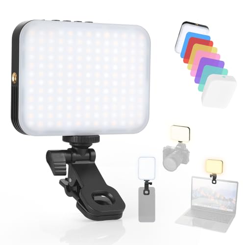UTEBIT Rechargeable 156 LED Selfie Light With Front & Back Clip for Phone Camera - 3 Modes Portable Fill Light for iPhone, iPad, Laptop, Video Conference, Makeup, TikTok, Vlog