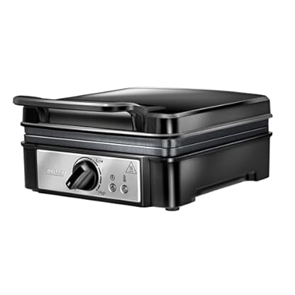 MPM - MGO24 - Waffeleisen - mit Platten für 2 Waffeln nach belgischer Art - Dicke Waffel - Viereckig - Doppelt - mit Antihaftbeschichtung und Thermostat - 1400 W - Elektrisch - Schwarz