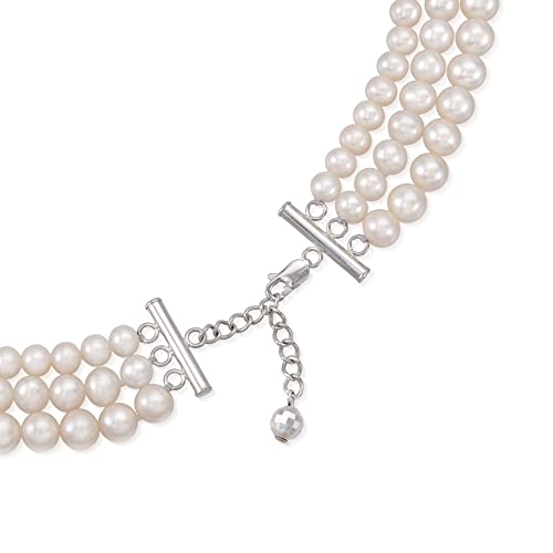 Ross-Simons 5-8mm Cultured Pearl 3-Strand Necklace With Sterling Silver3