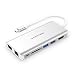 Produktbild lention USB C Digitaler AV Multiport Hub mit 4K HDMI, VGA, USB 3.0, Kartenleser, Aufladen, Gigabit Ethernet, Aux-Adapter, für 2020-2016 MacBook Pro, Neues Mac Air/Surface, Laptop, Mehr (Silber)