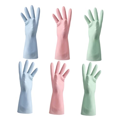 FOMIYES 3 Guantes De Domésticas Impermeables Guante De Carnicero Impermeables Para Lavar Platos De Lavado De Verduras Domésticos De Polivinilo