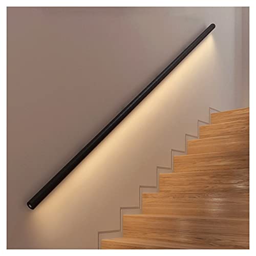 Corrimano in Alluminio A LED per Scale Interne ed Esterne - Maniglia di Sicurezza Illuminata per Interni, Garage, Loft, Hotel (Colore: Nero, Taglia: 59'/1.5m)