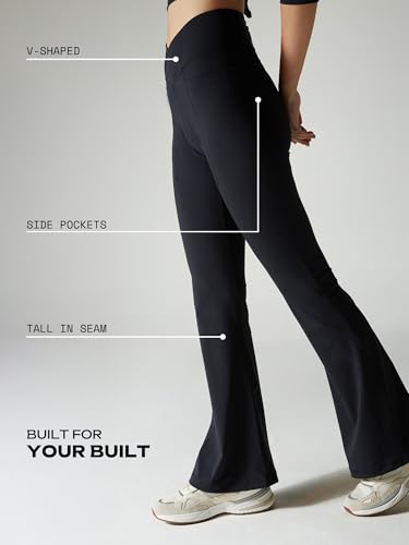 Image of CAVA Tall Hourglass Flared Leggings for Women | V-Waistband, Anti-Camel Toe Design, Tall Fit, Flared Bottoms, Deep Pockets, Sculpting Stretch Fabric