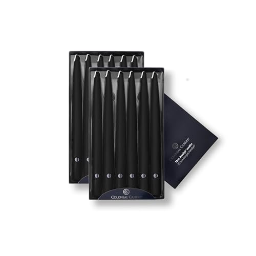 Image of Colonial Candle Unscented Taper Candle, Handipt Collection, Black, 10 in, Pack of 12 - Up to 8 Hours Burn