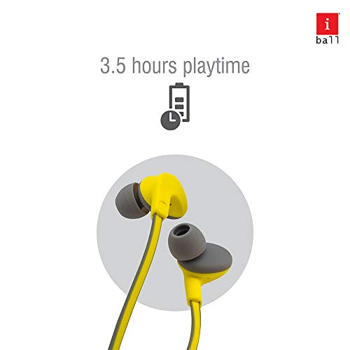 Image of iBall EarWear Sporty Wireless Bluetooth in Ear Headset with Mic (Fluorescent Yellow)
