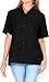 Produktbild LA LEELA Damen Legere Geschäftskleidung Hemd Formelle Plain Casual Kurzarm Strand Bluse Urlaub Regular Fit Kleid Schwarz_X528 S
