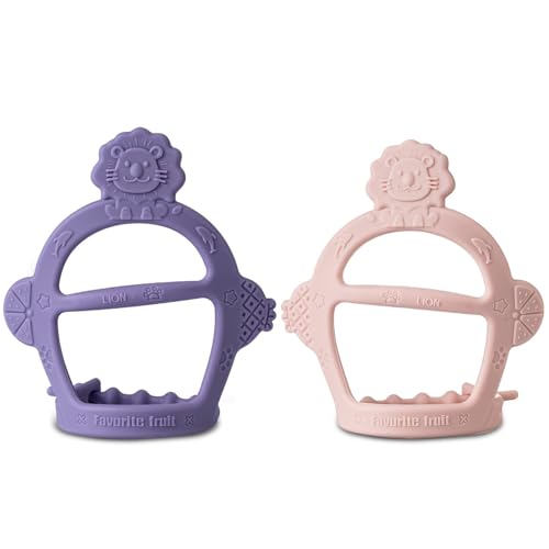 Image of Baybee Baby Soft Toy Wrist Teether | Silicone Baby Chew Gum & Adjustable Teething Toy | 100% Food Grade Silicone & BPA Free Toy for Babies | Teethers for 6 to 12 Months (Pack 2)