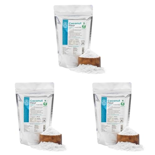 Image of Sattvic Foods Coconut Flour (400 g) | Certified Organic, Keto-Friendly, Gluten-Free, Defatted, Unrefined | High Fibre & Healthy Fats, Low Carb | Perfect for Baking Bread, Cakes, Pies & Tortillas