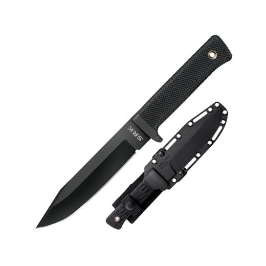 Cold Steel 49LCKZ SRK Fixed Blade Knife 10-3/4" Length with Sheath, Black, 6"