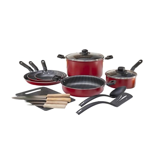 Consejos para Comprar Ekco mexico , listamos los 10 mejores. 46 Ekco | Batería de Cocina con Antiadherente Classic 15 Piezas de Aluminio - Color Rojo