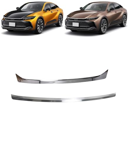 VrayKnol ステンレス製 鏡面仕上げ シルバー フロントフードガーニッシュ+フロントリップスポイラー For Crown 専用設計 フロントボンネットトリム&フロントリップガーニッシュ 傷付き防止 外装 カスタム パーツ クラウン クロスオーバー 3