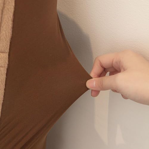 Image of HOMETHREADS Velvet Padded Headboard Cover with Foam - Soft, Wrinkle-Resistant Bed Back Protector, Suitable for Wooden, Leather & Upholstered | Fits 6 ft Headboards only (68x180 cm)(Light Brown)