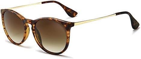 SUNGAIT Vintage Round Sunglasses for Women Men Classic Retro Designer Style (Amber Frame(Matte Finish)/Brown Gradient Lens) 1567HPKC