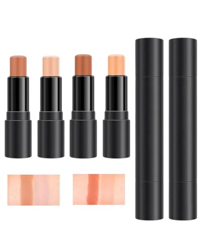 HSIXHAF 2 Stück 4 Farben Konturenstift Make-up Set Concealer Stick Creme Konturierung Konturenpalette Make-up Kit für Anfänger Nasen-Bronzer Stick Flüssigkontur Gesicht Highlighter Make-up