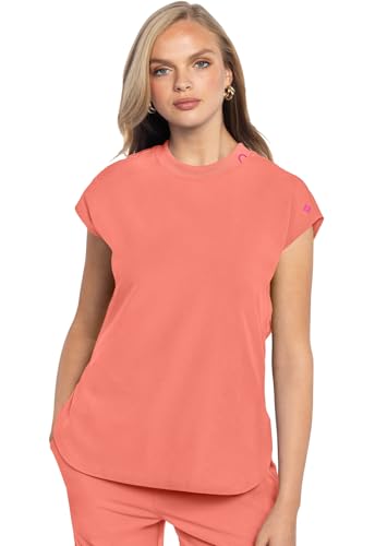 Med Couture Scrub Top Women Round Neck Tuckable with 2 Zipper Pockets with Rounded Hem MC703