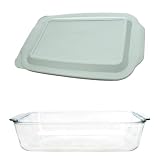 Pyrex 233-D 5Qt Glass Baking Dish and 233-PC Sage Green Lid - Made in USA