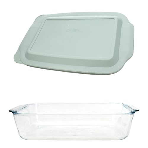 Pyrex 233-D 5Qt Glass Baking Dish and 233-PC Sage Green Lid - Made in USA
