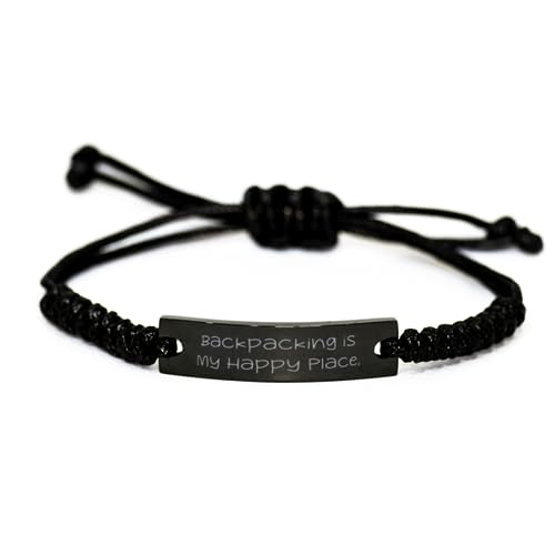 Gag Backpacking Gifts, Backpacking, Special Birthday Black Rope Bracelet Gifts Idea For Friends, Backpacking Gifts From Friends, Friendship, Gift for friend, Friendship bracelet
