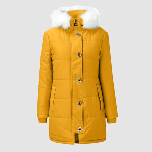 Winter Mantel Damen - Frauen Wintermantel mit für Plus Größen Täglich Dick Gepolsterte Langjacke Warme Oberbekleidung