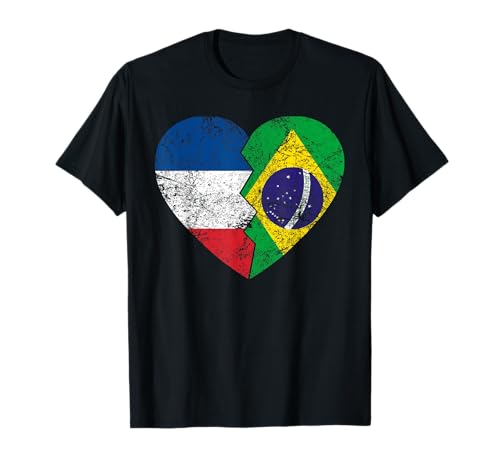 Corazón Banderas Francesas Brasileñas | Francia Brasil Roots Camiseta
