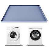 Washing Machine Drain Pan 27'x27' with 0.78' Raised Edges, Leak-Proof Silicone Mat, Non-Slip Waterproof Floor Protector for Washer Dryer (Grey)
