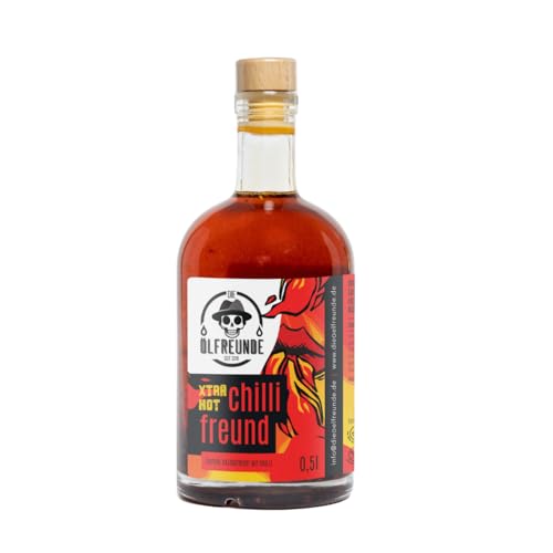 DIE ÖLFREUNDE X-Dream Chilifreund | kaltgepresstes Chiliöl 0 5l | hochwertiges Rapsöl mit Chili | extra scharf