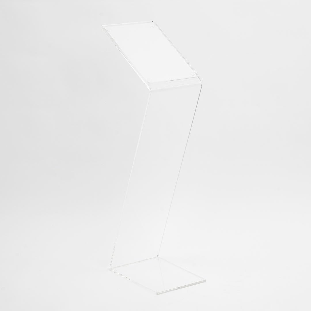 Danieli - Espositore a Leggio da Pavimento in Acrilico Trasparente -Base a Z - Tasca Porta Comunicazioni o Porta Menu A4 (Slim)