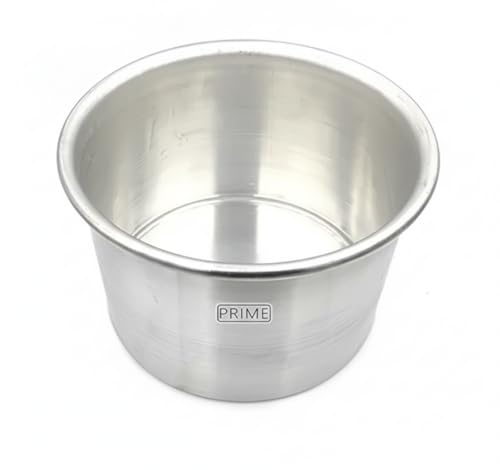 Image of Prime Bakers and Moulders Round Aluminium Cake Baking Mould for Oven 3 Inch Depth (Silver) (4,5 Inch)