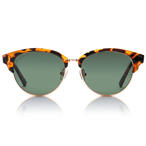 DUCO Retro Polarized Sunglasses for Women Semi Rimless Sun Glasses for Small Face Vintage Half Frame Shades 1221