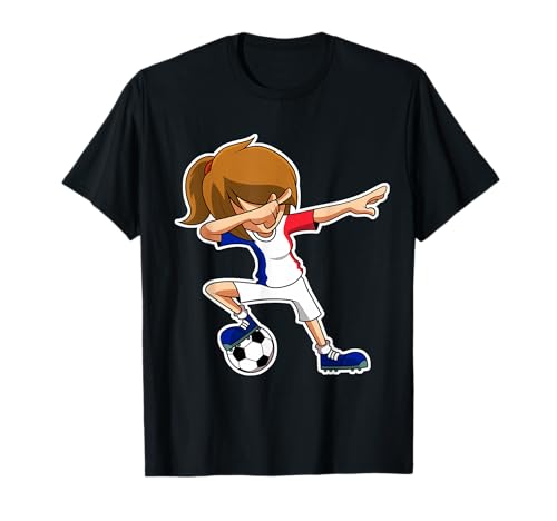 Tamponnant du Monde de Football de l'Équipe de FC - Dabbing Football Fille France Jersey, Français Enfants T-Shirt