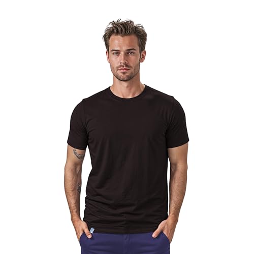 ALPIN LOACKER Coolmax Merino T-Shirt Herren Kurzarm 150 g/m2 I Antischweißshirt I Merinowolle Tshirt I kühlendes Thermooberteil atmungsaktiv Schwarz L
