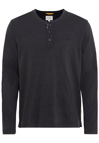 camel active Herren Henleyshirt aus nachhaltigem Organic Cotton Dunkelgrau, Menswear-L
