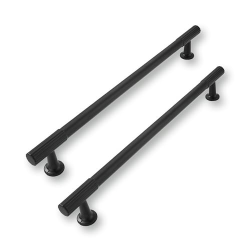 CABDM 2 Pack 8 Inch(203mm) Hole Center Black Cabinet pulls Kitchen Handles Solid Heavy Duty Matte BlackCabinet Pull Kitchen Hardware