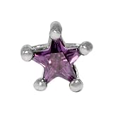 [凛りん] ボディピアス キャッチ 星 サージカルステンレス 軟骨ピアス 片耳用 (16G・18G/シルバー・パープル)